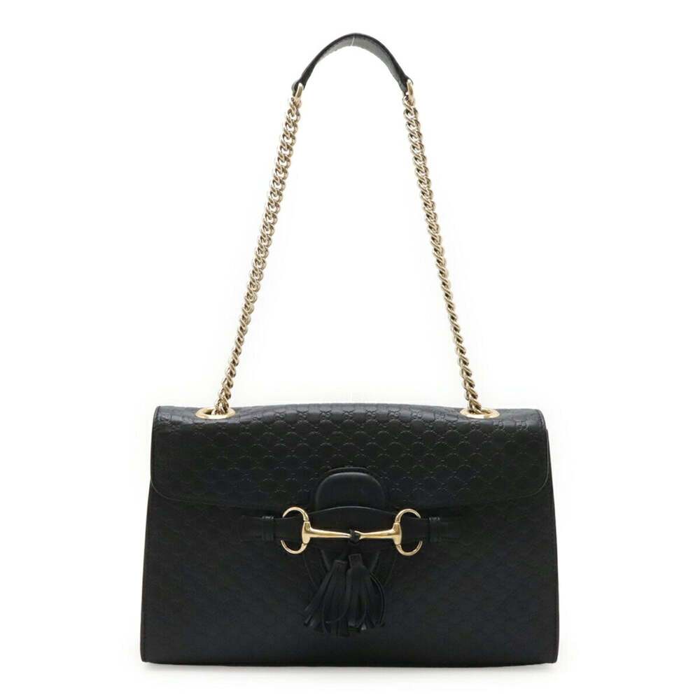 GUCCI Black Leather Horsebit Shoulder Bag - Picture 2 of 10